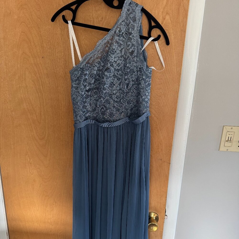 David's Bridal ashy blue color lace formal dress